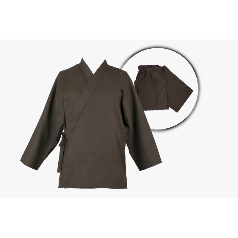 samue veste et pantalon marron coton solide