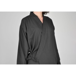 Veste samue tissu léger, noir