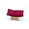Banc Zen en pin massif avec coussin bordeaux