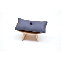 Banc "shoggi zen" en bois de pin avec coussin gris
