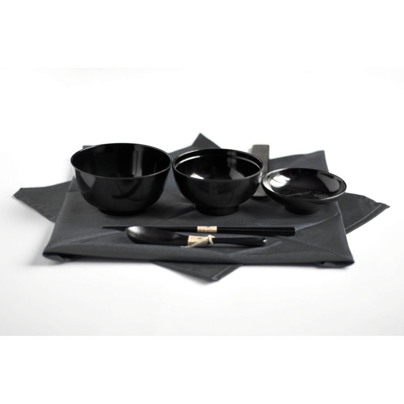 Set de 3 bols avec furoshiki et couverts