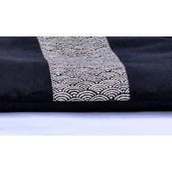zafu et zafuton Grand Koï, noir, tissu japonais