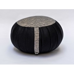 zafu et zafuton Grand Koï, noir, tissu japonais
