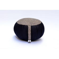 Zafu standard kapok Petit Koï, noir, tissu japonais