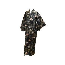 Yukata Éventails noir et or