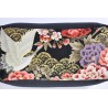 Zafu rectangle épeautre bio Tsuru, noir, tissu japonais