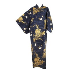 Yukata-kimono "héron d'or", en coton