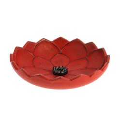 ûle encens Fleur de lotus, en fonte du Japon, rouge