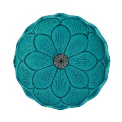 Brûle encens Fleur de lotus, en fonte du Japon, bleu turquoise