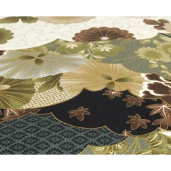 Zafu épeautre bio, Hanakumori vert, noir, tissu japonais