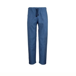 Pantalon, tissu ramie, bleu indigo