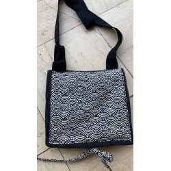 Sac pochette noir personnalisé tissu japonais Grand Koi