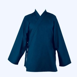 Veste samue tissu ramie bleu indigo