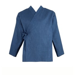 Veste samue tissu ramie bleu indigo