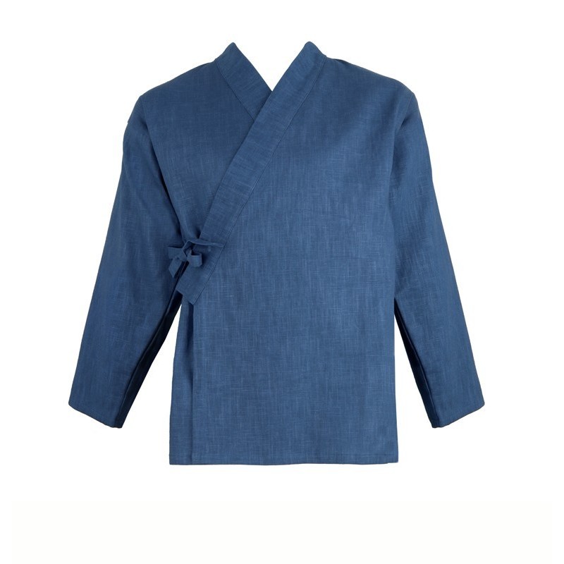 Veste samue tissu ramie bleu indigo Veste samue tissu ramie bleu indigo