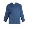Veste samue tissu ramie bleu indigo