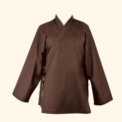 Veste samue, coton solide, marron