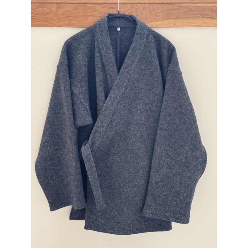 Veste samu-e hiver laine gris anthracite