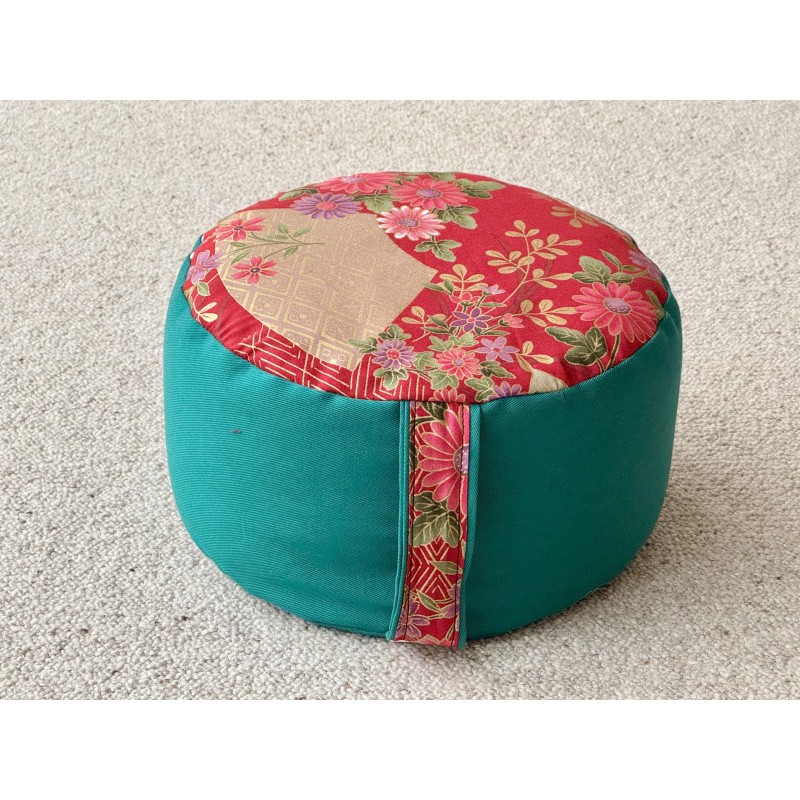 Zafu épeautre vert émeraude tissu japonais