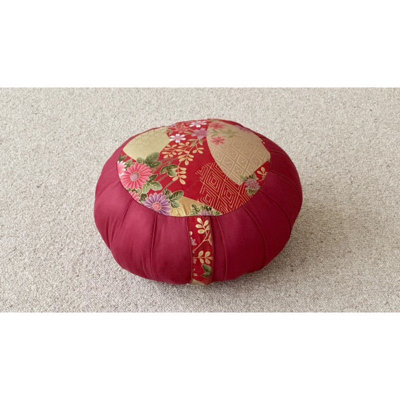 Zafu standard kapok bordeaux tissu japonais