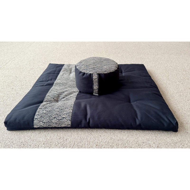 Pack Zafu épeautre et zafuton bleu de Chine Grand Koi