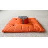 Pack Zafu épeautre et zafuton orange tissu japonais Grand Koi