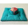 Pack Zafu épeautre et zafuton vert émeraude tissu japonais