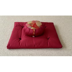 Pack Zafu kapok standard et zafuton bordeaux tissu japonais