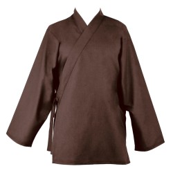 Veste samue, coton solide, marron