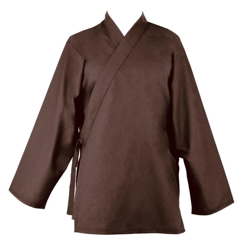 Veste samue, coton solide, marron