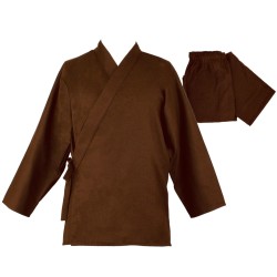 Ensemble samue classique coton solide, marron