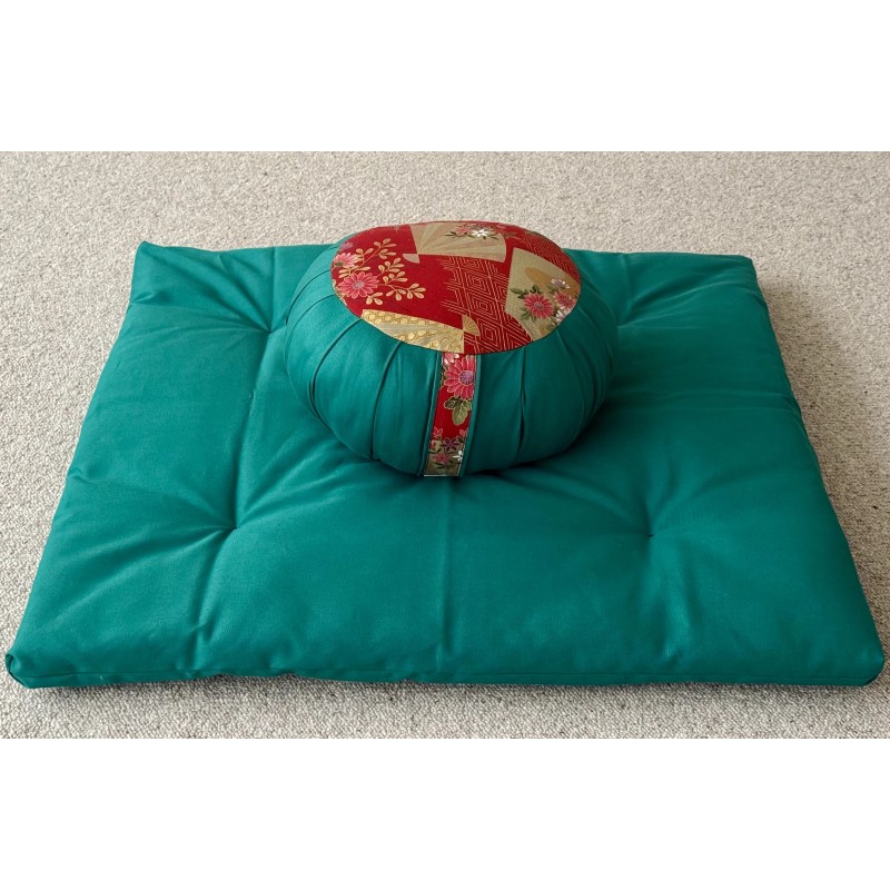 zafu zafuton vert émeraude tissu japonais - boutique zen