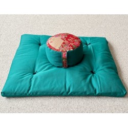 zafu épeautre et zafuton vert émeraude tissu japonais - Boutique Zen