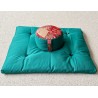 zafu épeautre et zafuton vert émeraude tissu japonais - Boutique Zen