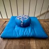 Pack Zafu kapok et zafuton bleu Tissu japonais