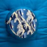 Zafu kapok bleu Tissu japonais Vague Hokusai