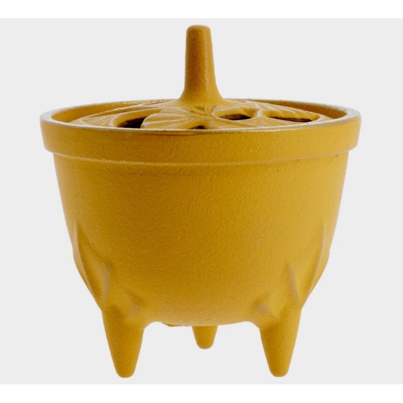 Porte encens en fonte "ginko" couleur  or