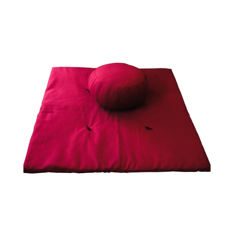 Pack zafu et zafuton rouge pour la maison, le yoga, la détente