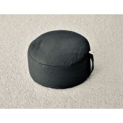 Zafu rempli d'épeautre bio couleur noir pour la méditation, assise ferme et stable