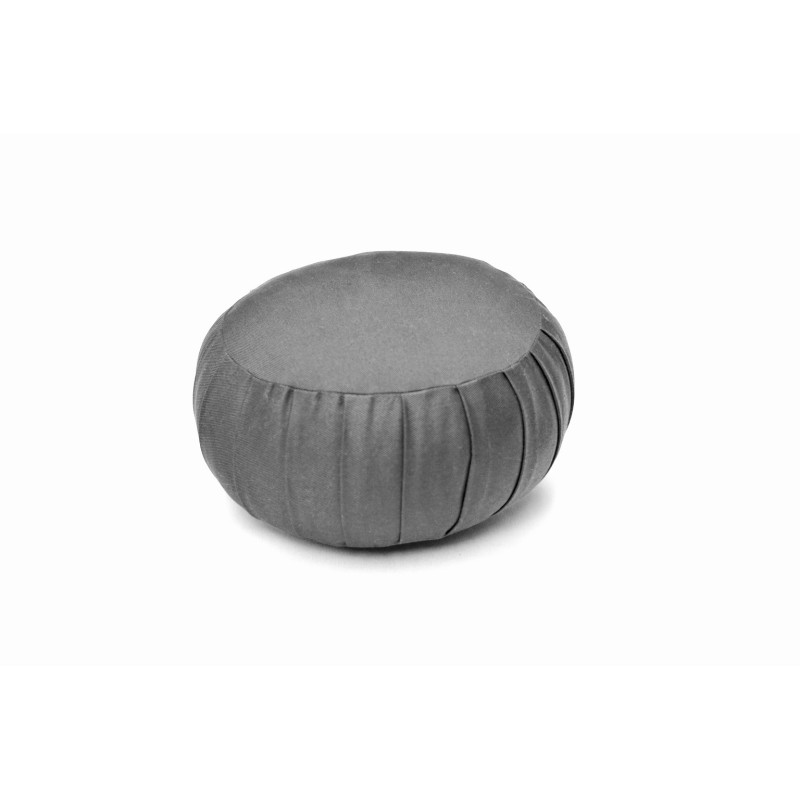 Zafu de voyage gris, coussin de méditation léger en kapok, hauteur 15 cm x 25 de diamètre