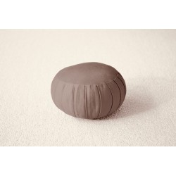 zafu de voyage marron, en kapok, 15 cm de hauteur et 25 de diamètre
