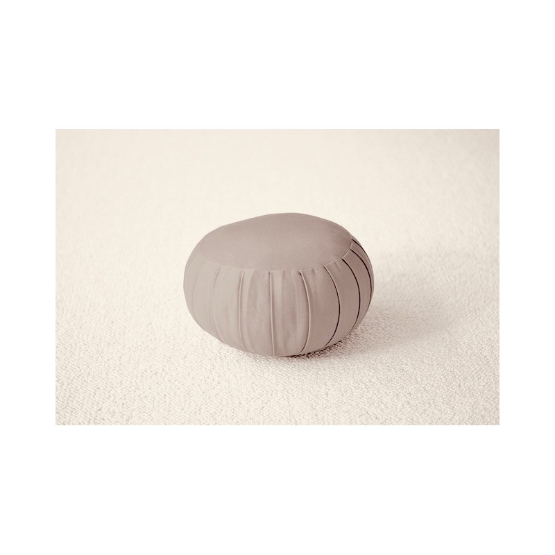Zafu couleur sable, en kapok, très léger, hauteur 15 cm, diamètre 25 cm