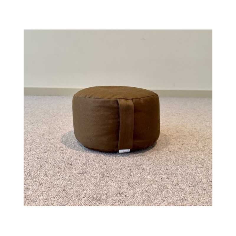 zafu en épeautre bio, couleur brun olivier