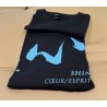 T-shirt  noir "shin, cœur, esprit", calligraphie en bleu
