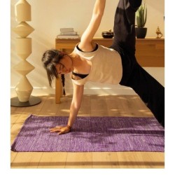 Tapis de yoga coton natur-violet