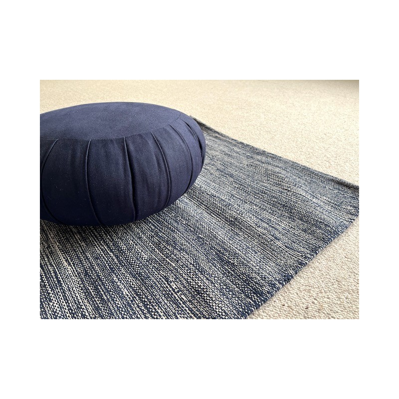 tapis de yoga en coton bio couleur bleu océan