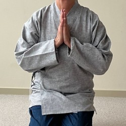 Veste samue en lin chiné, couleur gris clair