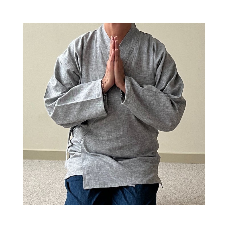 Veste samue en lin chiné, couleur gris clair