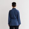 Veste samue tissu ramie bleu indigo