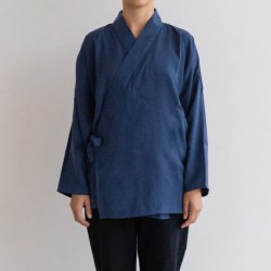 Veste samue en tissu ramie bleu océan
